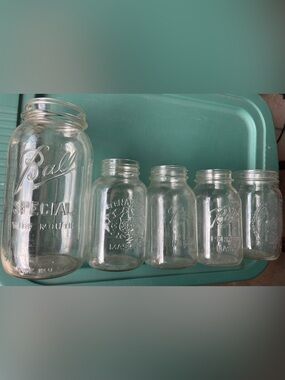 Mason Clear Glass Mason Jars Set with Embossed Logos
